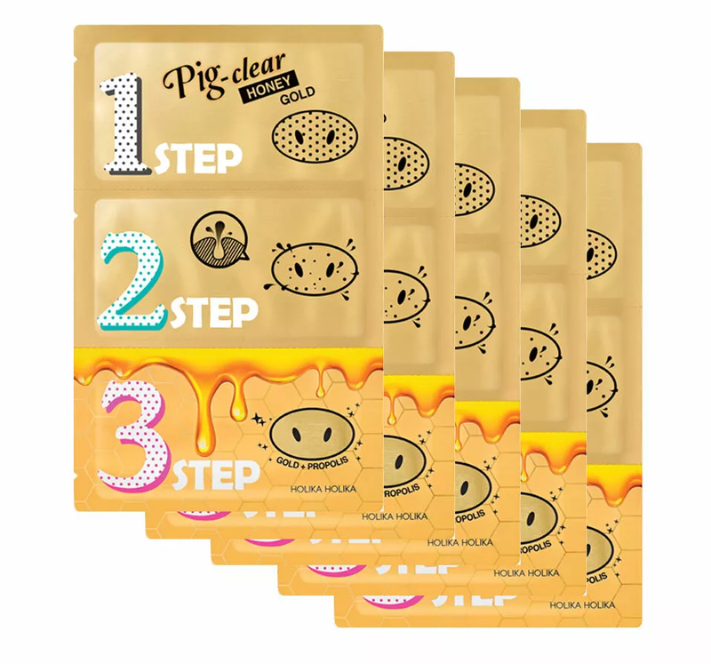 HOLIKA HOLIKA PIG NOSE CLEAR BLACK HEAD 3 STEP KIT HONEY GOLD (1pc)