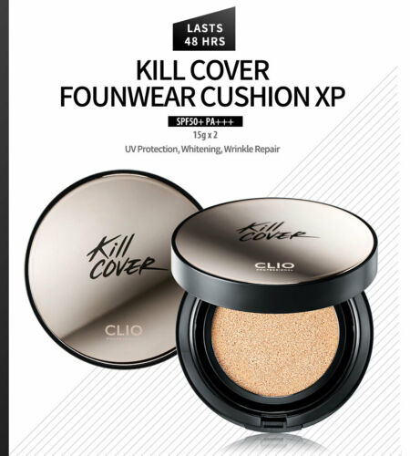 CLIO Kill Cover Founwear Cushion XP SPF50+ PA+++ 15g x 2ea (4 Colours) with refill , 8809644495249 , Make Up cushion, foundation, founwear, linen, makeup, SPF