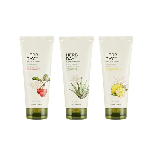 THE FACE SHOP Herb Day 365 Master Blending Foaming Cleanser 170ml (3 Types)