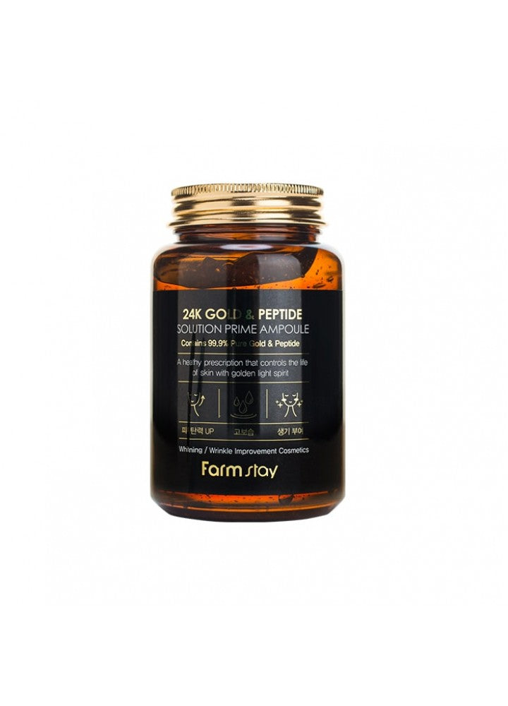 FARM STAY 24K Gold & Peptide Solution Prime Ampoule 250ml , 8809469776691 , Skincare 24k, ampoule, snail