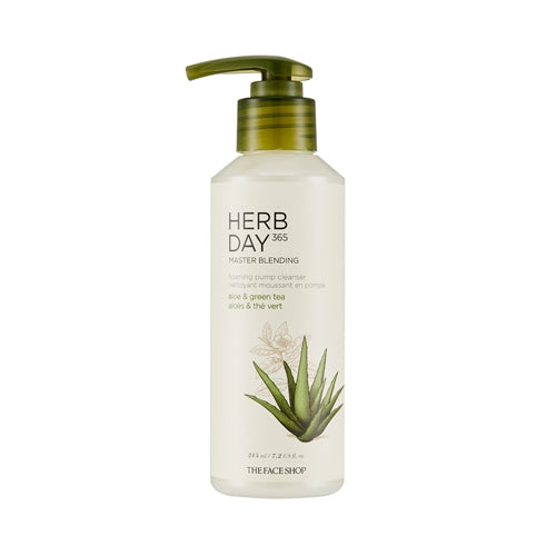 THE FACE SHOP Herb Day 365 Master Blending Foaming Pump Cleanser 215ml , 8806182583056 , Skincare cleanser, cleansers, cleansing